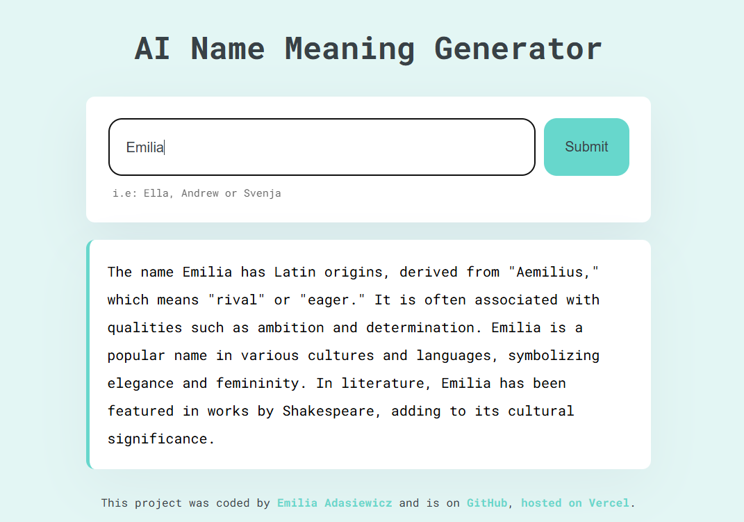Name meaning generator